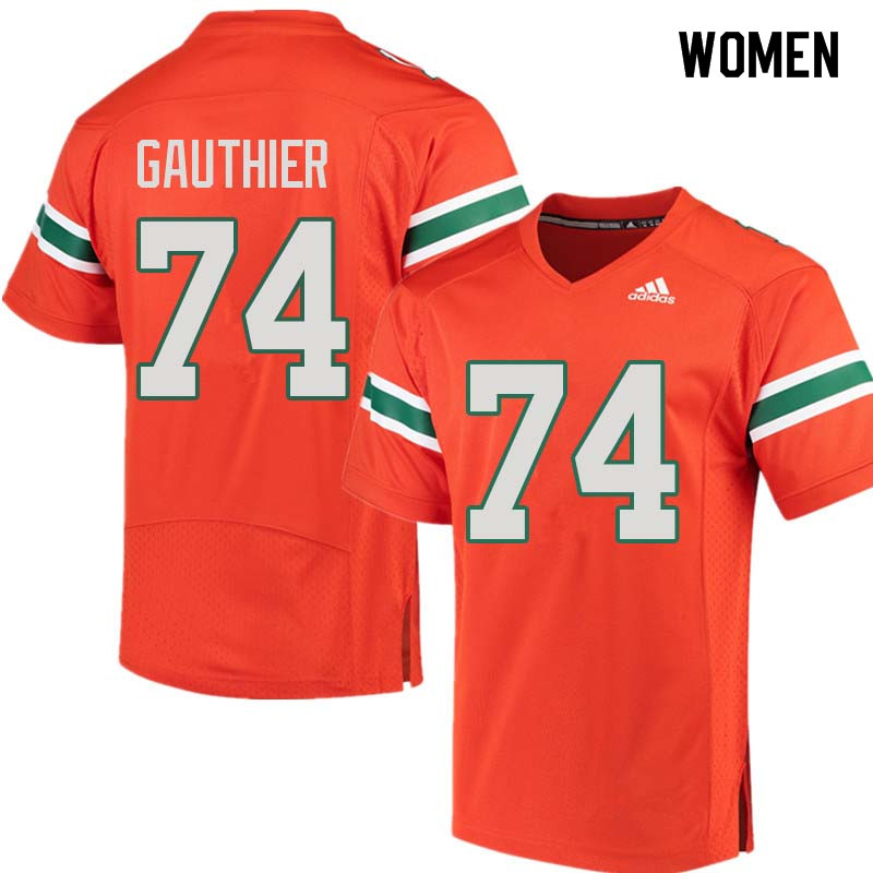 Women Miami Hurricanes #74 Tyler Gauthier College Football Jerseys Sale-Orange - Click Image to Close